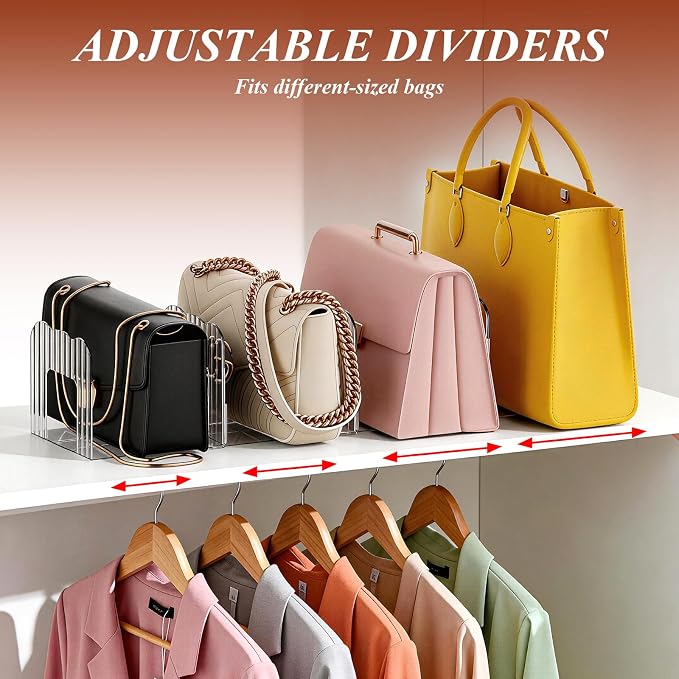 Clear Purse Organizer for Closet, Adjustable Purse Storage Handbag Storage - Image 3