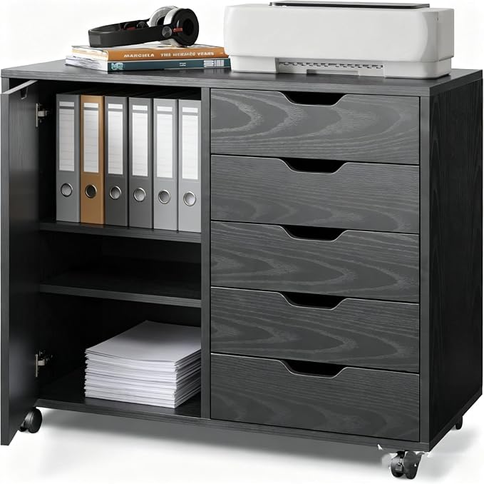 5-Drawer Wood Drawer Cabinet, Office Storage Cabinet by SimpleDeluxe
