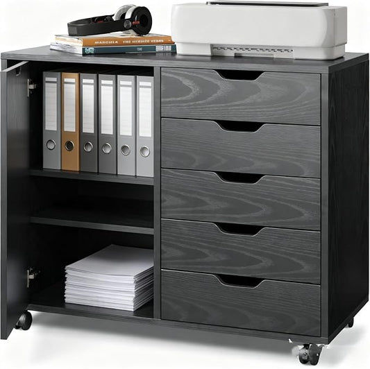 5-Drawer Wood Drawer Cabinet, Office Storage Cabinet by SimpleDeluxe