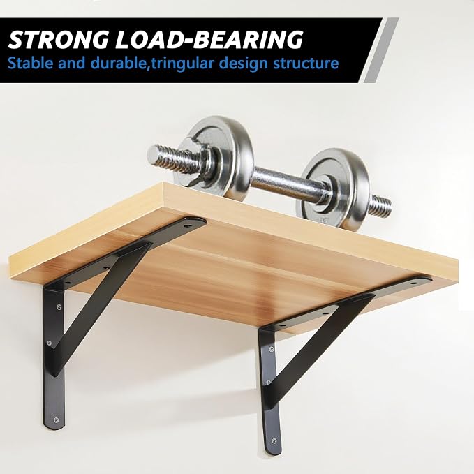 4 Pack L 6" x H 4" Heavy Duty Shelf Brackets - Image 4
