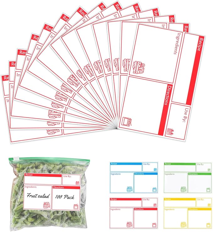 100pcs Labels for Freezer Bags Freezer Meal Labels by SHIQIKEJIPTY