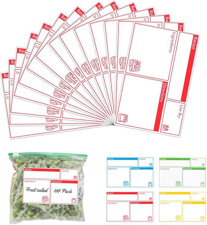 100pcs Labels for Freezer Bags Freezer Meal Labels by SHIQIKEJIPTY