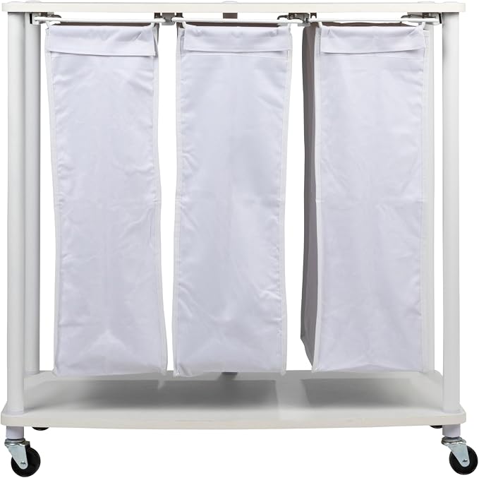 Household Essentials 3-Bag Laundry Sorter, Smooth Laminate Shelving, Sturdy - Image 4