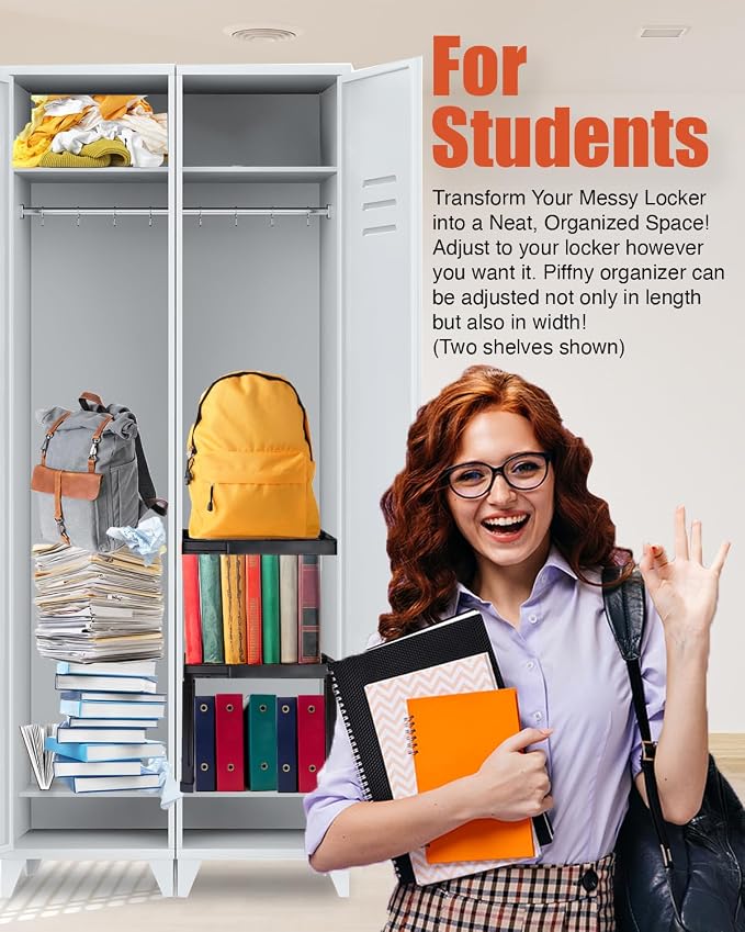 Locker Organizer Shelf， Adjustable Width and Height, Ideal Locker - Image 3