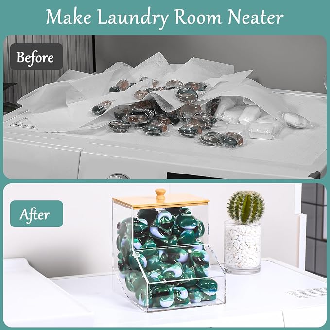 1.2GAL Large Acrylic Laundry Pods Container BY VEGEVIGI, Dishwasher Pods Holder - Image 5