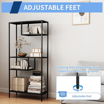 Metal Storage Shelves, 70.9” Tall Geometric Bookshelf, Floor Standing Display - Image 5