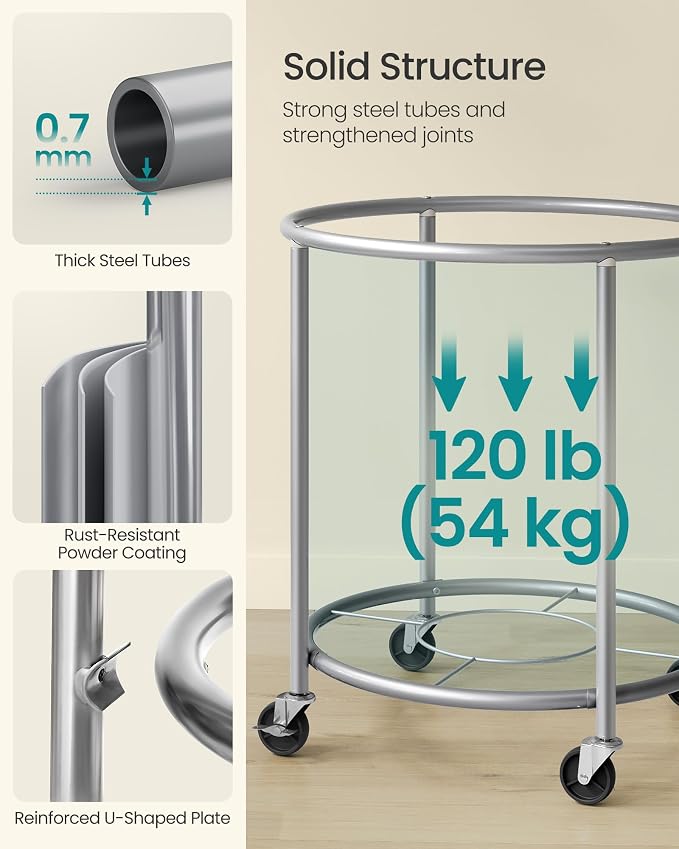 SONGMICS Laundry Basket, Rolling Steel Frame - Image 4
