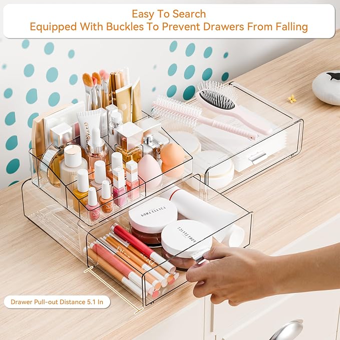 Yieach 3 Tier Clear Acrylic Makeup Organizers - Image 2