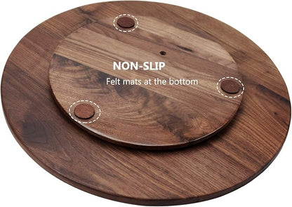 15 Inches Black Walnut Wood Lazy Susan, Solid Wooden Round Kitchen Turntable - Image 4