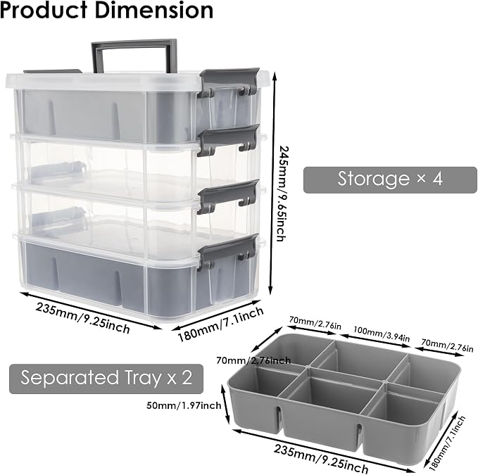 CraftGenes Craft Organizers and Storage, 4-Tier 10 Qt Box, 2 Trays, Scrapbook - Image 3