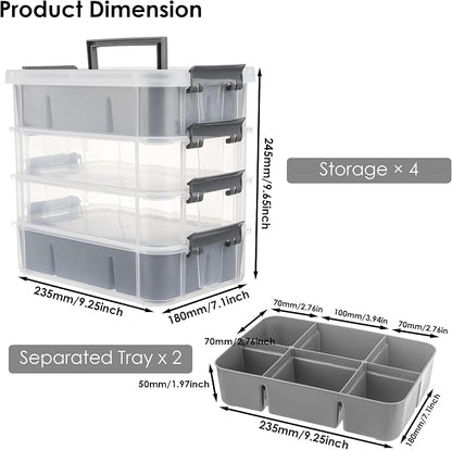 CraftGenes Craft Organizers and Storage, 4-Tier 10 Qt Box, 2 Trays, Scrapbook - Image 3