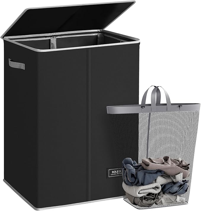SOLEDI Laundry Hamper with Lid 130L Large & Tall Collapsible Laundry Basket by SOLEDI