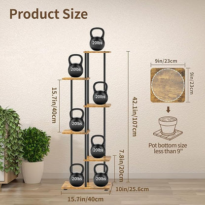 LASZOLA Black 5 Tiered Wood Plant Stand Indoor - Image 3
