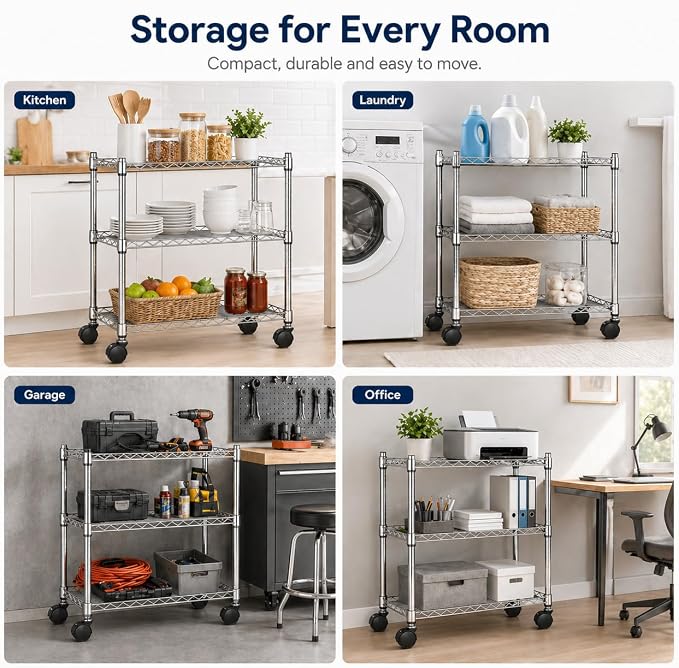 Simple Deluxe 3-Tier Storage Shelves, 750 Lbs Loading Capacity, 24.02" W x - Image 7