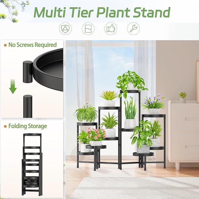 iDavosic.ly Plant Stand Indoor Outdoor, 10 Tier Corner Metal Flower Display - Image 4