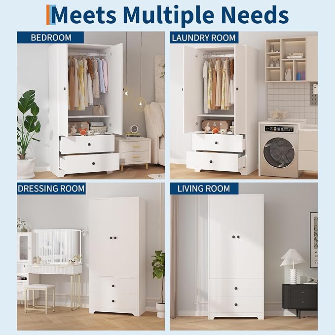 Garvee 71" Armoire Wardrobe Closet, Modern Wooden Bedroom Armoire - Image 6