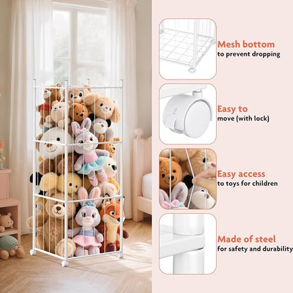GoKEDA Extra Large Metal Stuffed Animals Storage Tower | Stable heavy-duty - Image 3