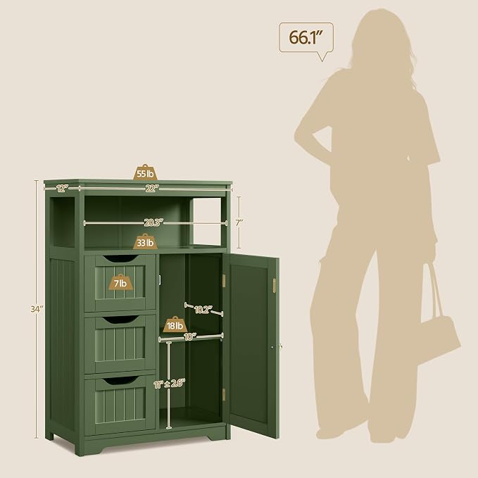 Yaheetech Bathroom Storage Cabinet, Storage Organizer - Image 3