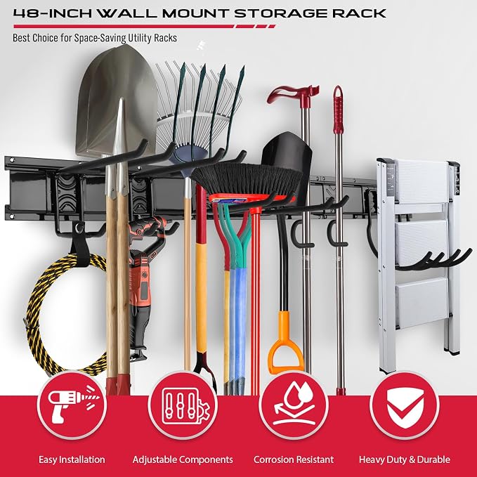 SEDY 48" Heavy Duty Garage Wall Organizer, Wall Mount Tool Storage Rack - Image 6