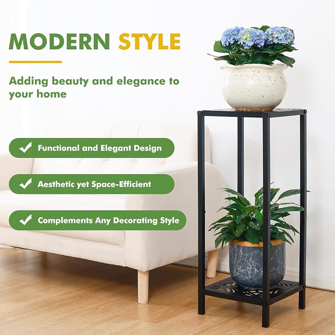 Party Zealot 2 Packs of 2-Tier Tall Metal Square Plant Stand 31” Heavy-Duty - Image 6