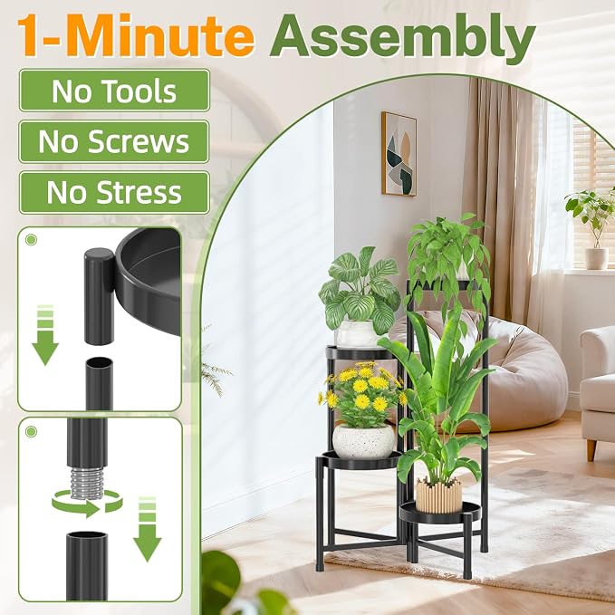 iDavosic.ly Plant Stand Indoor Outdoor, 4 Tier Corner Metal Flower Display - Image 2