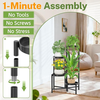 iDavosic.ly Plant Stand Indoor Outdoor, 4 Tier Corner Metal Flower Display - Image 2