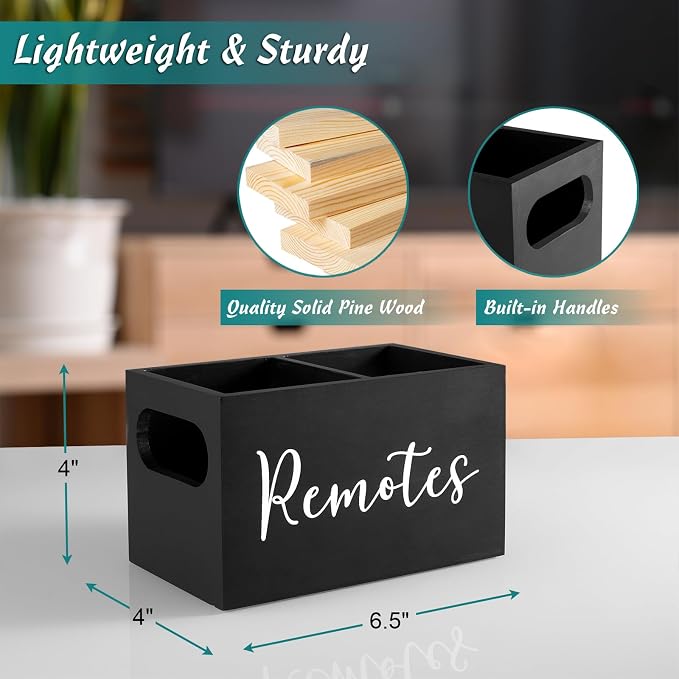 DRASTAR Remote Control Holder, Wood TV Remote Holder, Remote Storage Caddy - Image 3