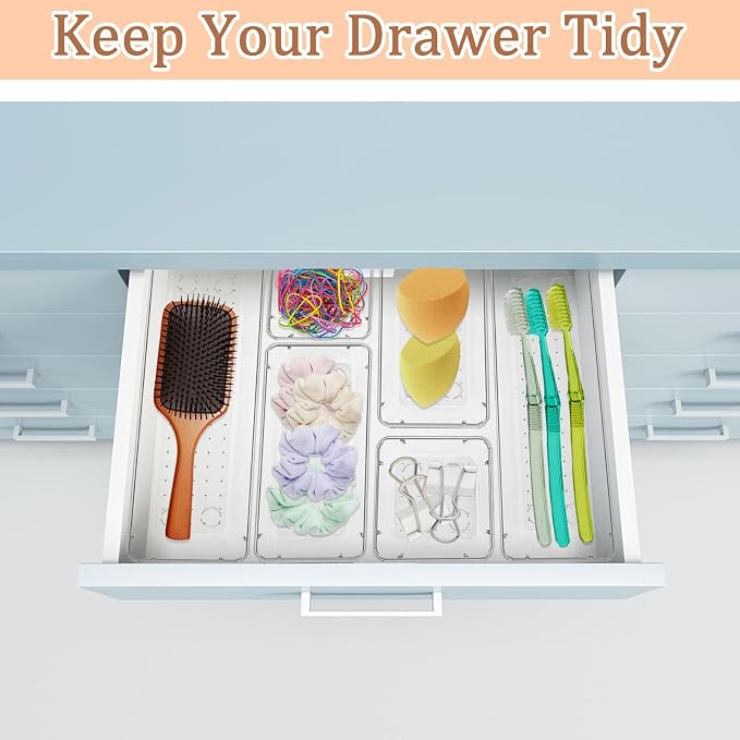 6 Pack Clear Drawer Organizer Set, Versatile Bathroom and Vanity Organizer Trays - Image 5