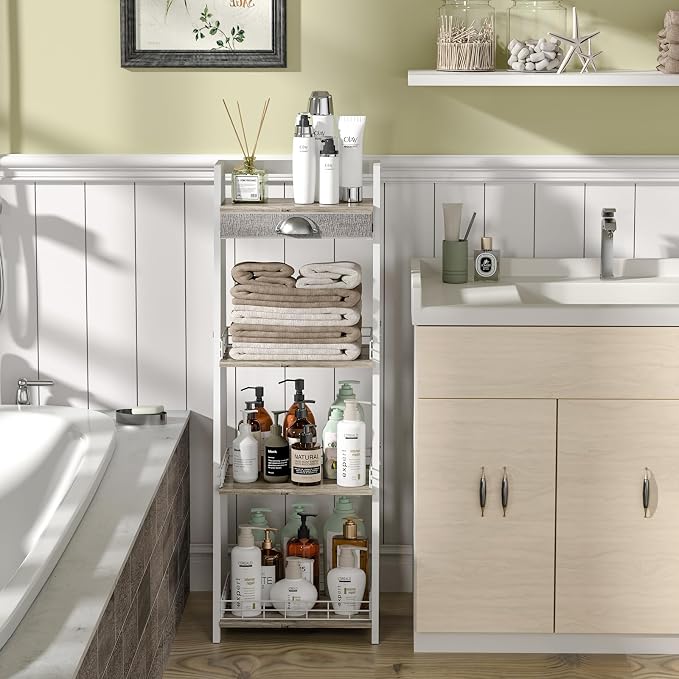 keomaisyto 4-Tier Elegant Ladder Shelf, Bathroom Storage Shelf, Ladder Bookshelf - Image 6