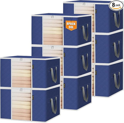 BALEINE 8 Pack Clothes Storage Bags, 24 Gallon Storage Containers by BALEINE