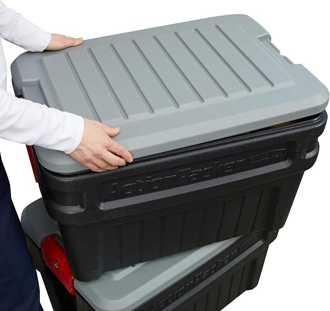 Rubbermaid ActionPacker 24 Gal Lockable Storage Box Pack of 2, Industrial - Image 9