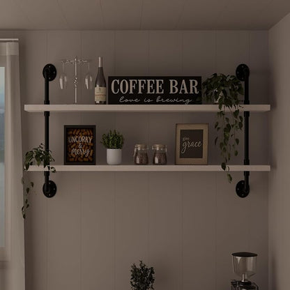 HDDFER Floating Bookshelf Bathroom Shelves Over Toilet Industrial Pipe Shelving - Image 3