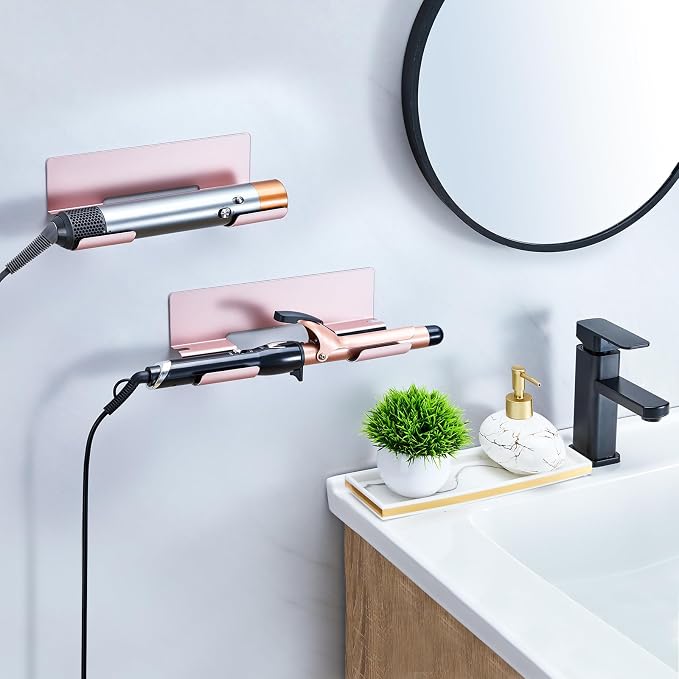 2 PCS Hair Straightener Holder Wall Mount Curling Iron Holder, Hair Dryer - Image 2