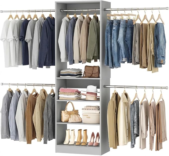 Homieasy Closet System, 4.5-11.5 Ft Expandable Closet Organizer, Walk-in Wood by Homieasy