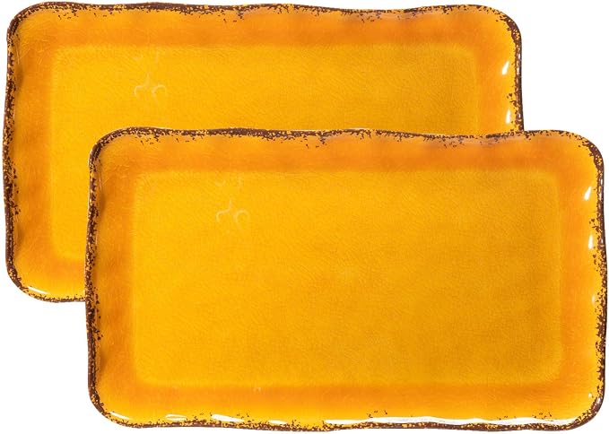 LEHAHA Melamine Farmhouse Rectangular Serving Platter Sets, 17.5" x 10" Large by LEHAHA