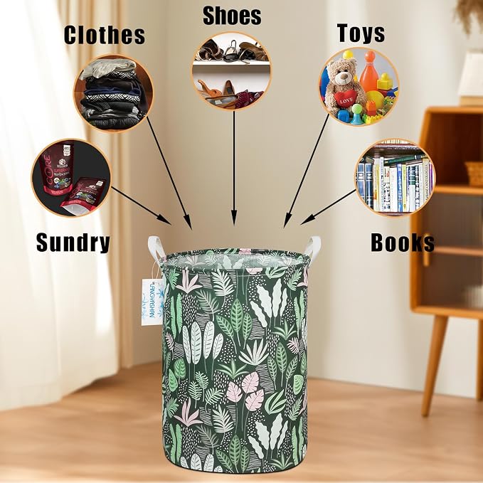 LANGYASHAN Laundry Basket Canvas Fabric Collapsible Organizer Basket - Image 4