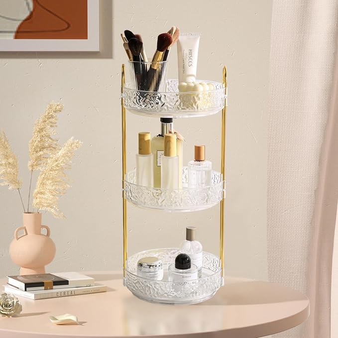 Fangoo 3 Tiers Clear Rotating Makeup Organizer - Image 7