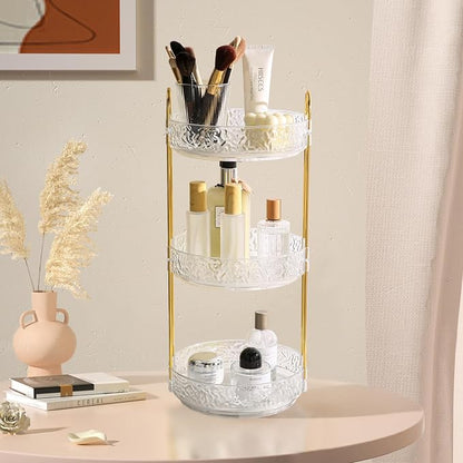 Fangoo 3 Tiers Clear Rotating Makeup Organizer - Image 7