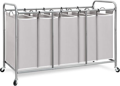 STORAGE MANIAC 5 Section Laundry Sorter, 5 Bins Rolling Separator Laundry Basket by STORAGEMANIAC