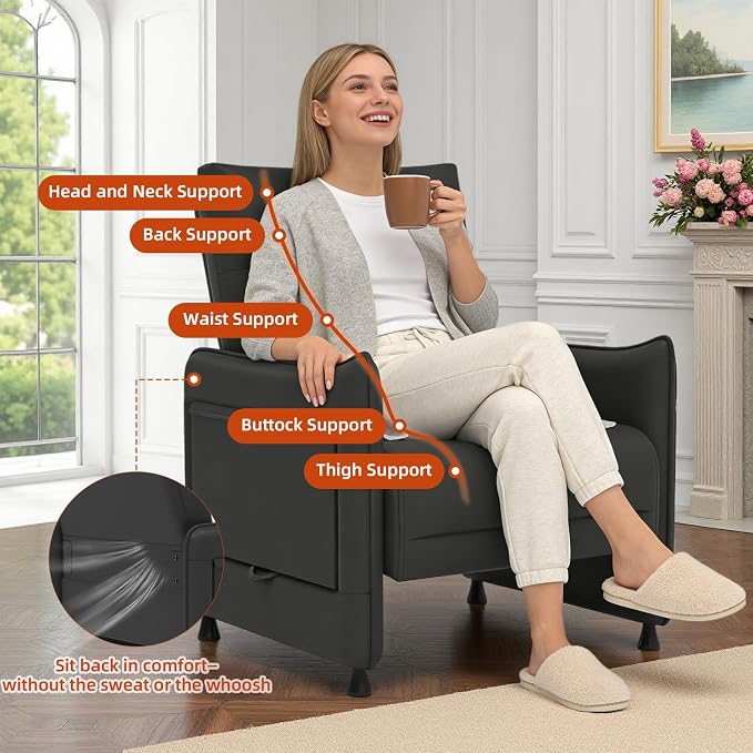 Upholstered Accent Sofa, Modern Faux Leather Chair - Image 6