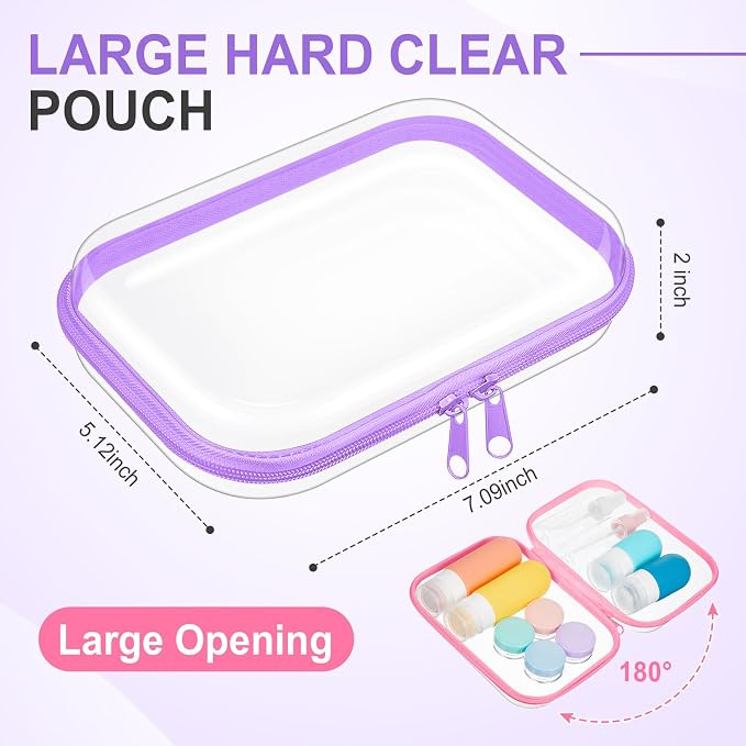 Sanwuta 6 Pcs Clear Hard Zipper Case Hard Plastic Zipper Pouches Transparent - Image 2