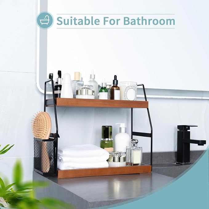 Bathroom Counter Organizer, 2-Tier Standing Storage Shelf - Image 4