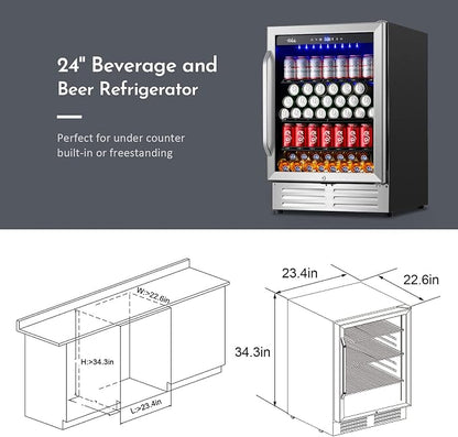 24 Inch Beverage Refrigerator Cooler, 210 Cans Wide Beverage and Beer Fridge - Image 7