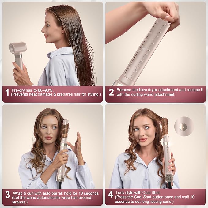 Dual Voltage StyleVibe 6-in-1 Air Styler, Hair Dryer & Blow Dryer Brush - Image 8