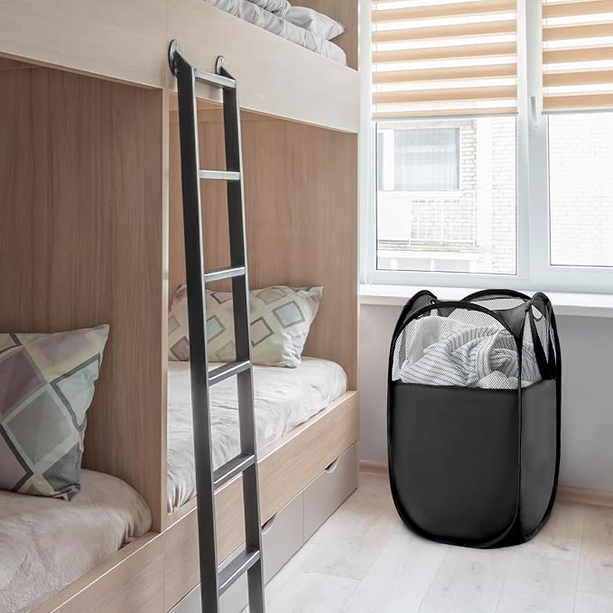 TECHMILLY Pop Up Foldable Laundry Basket, Mesh Laundry Hamper - Image 7