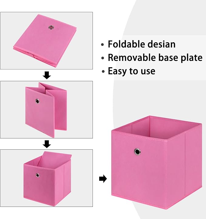 Foldable Storage Cubes Bins, 11 Inch Cloth Storage Cube Fabric Storage Box - Image 6
