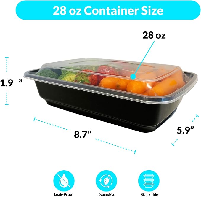 Reli. 28 oz Meal Prep Containers w/Lids - Image 3