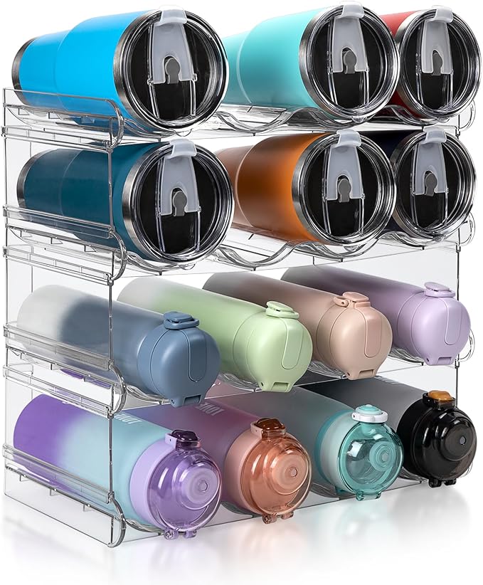Stackable Water Bottle Organizer, Large Compartment Water Bottle Holder by SPOSPO