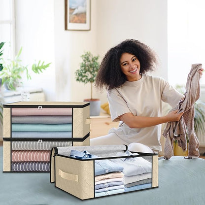 HomeHacks Storage 3-Pack Clothes Organizer Storage Bags Foldable Storage Box - Image 7