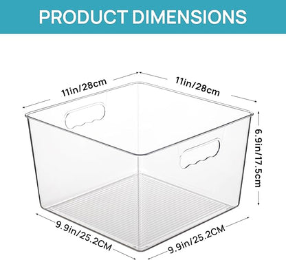Vtopmart 4 Pack Extra Large Clear Plastic Storage Bins, 11x11 Cube Acrylic - Image 2